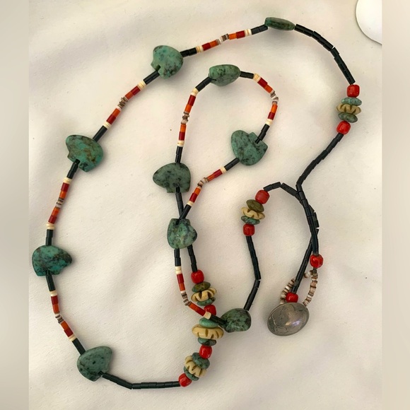 Zuni Buffalo Fetish Buffalo Nickel Button Native American Vintage Stone Necklace - Picture 9 of 9